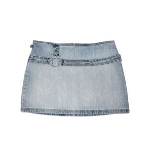 Vintage Todd Oldham Women’s L/XL Denim Mini Skirt With O Ring Belt Accent Y2K